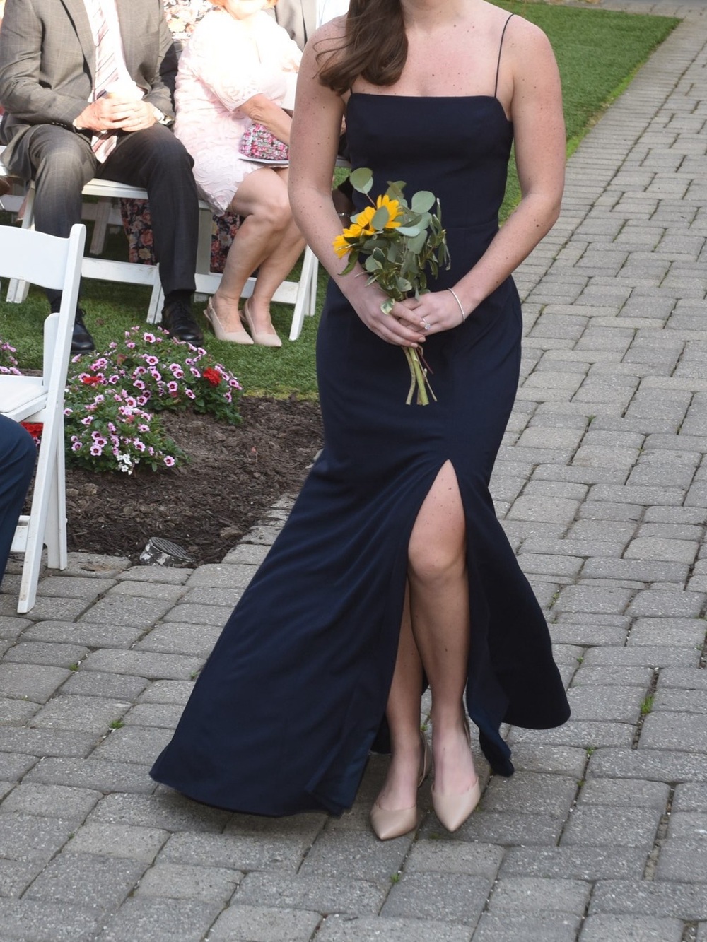 Amsale Navy Strapless Maxi Dress with Side Slit Size 6